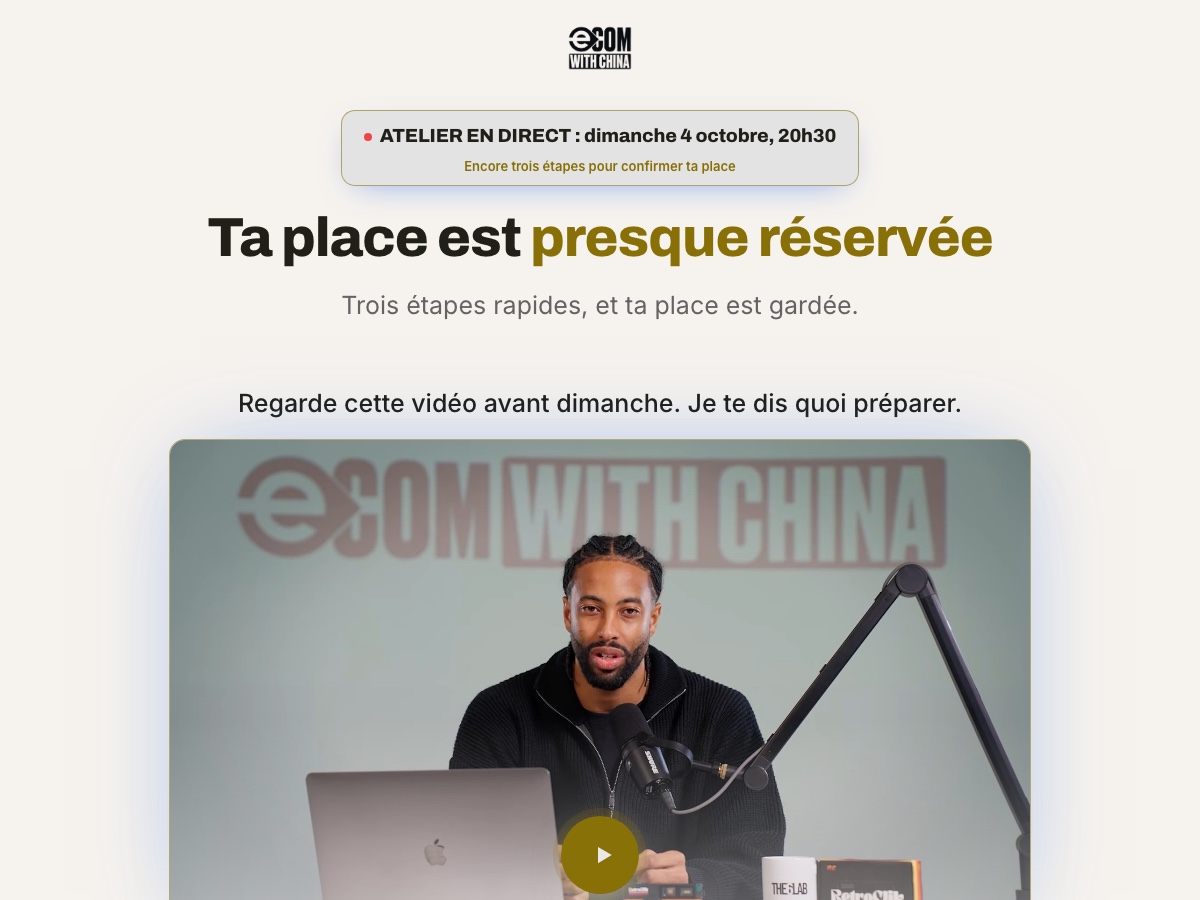 Aperçu de la page de confirmation